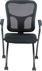 Set of 2 Ergonomic Black Mesh Rolling Arm Chairs-1