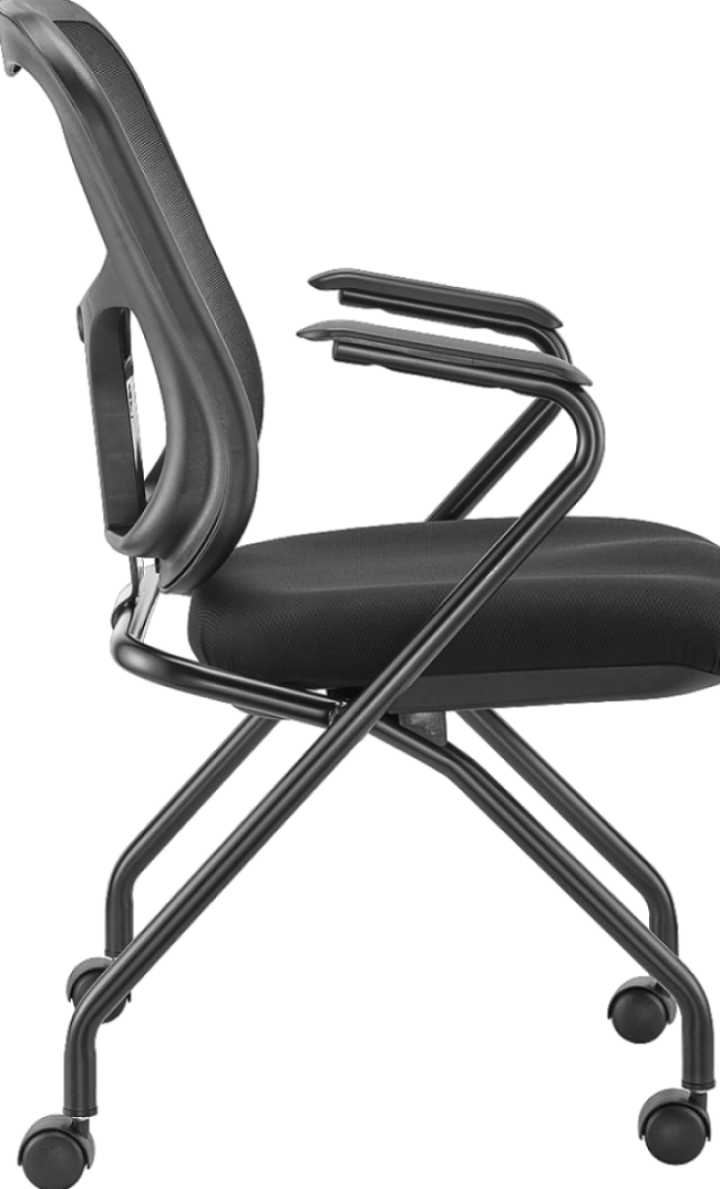 Set of 2 Ergonomic Black Mesh Rolling Arm Chairs-3