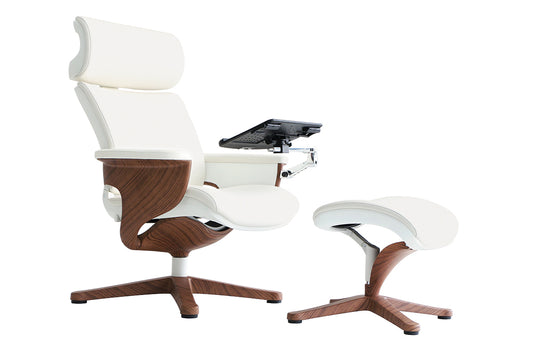 32.5" x 32.3" x 40.75" White Leather Chair-0