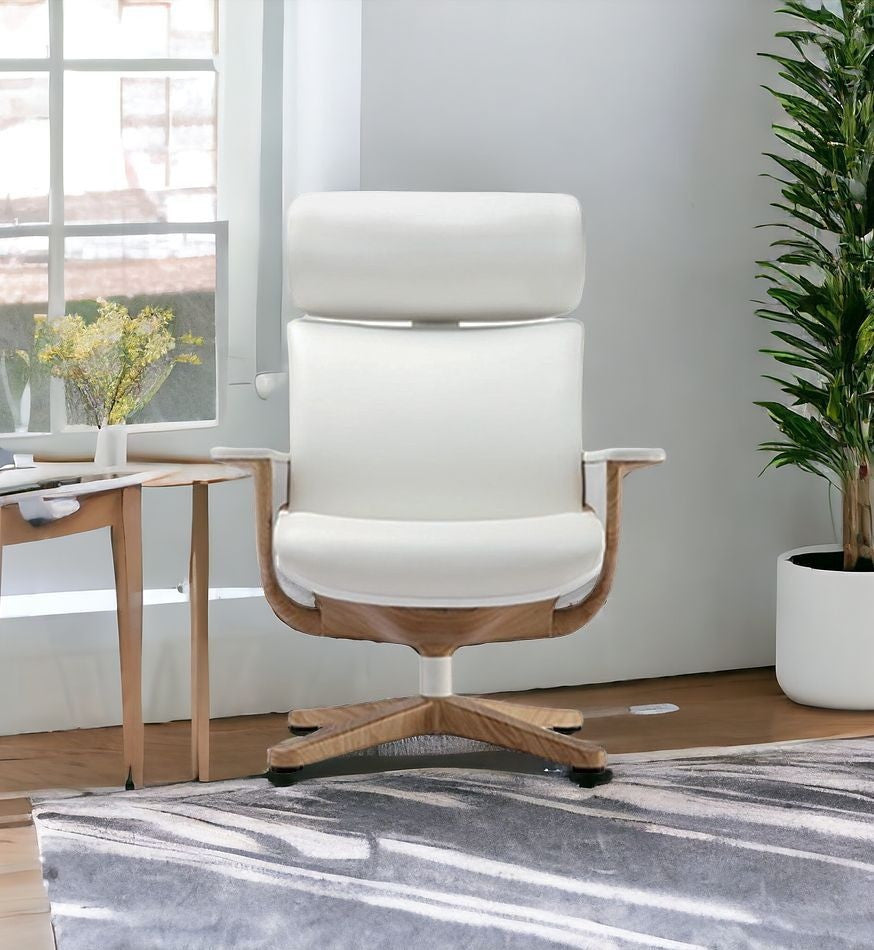 32.5" x 32.3" x 40.75" White Leather Chair-3