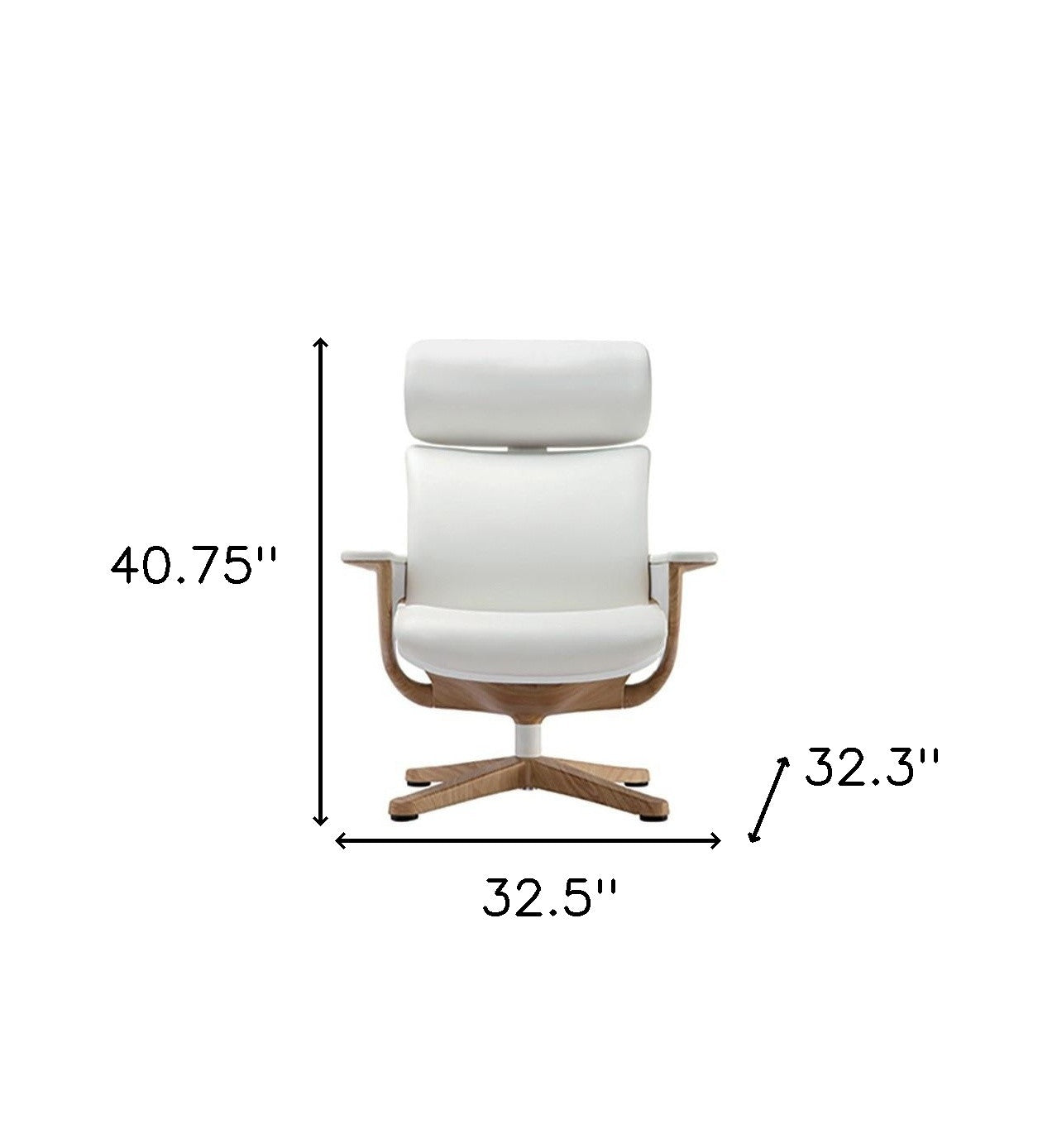 32.5" x 32.3" x 40.75" White Leather Chair-4