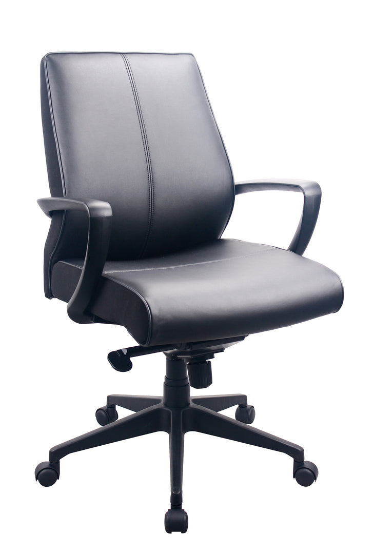 25.25" x 28.5" x 43.25" Black Leather Chair-0