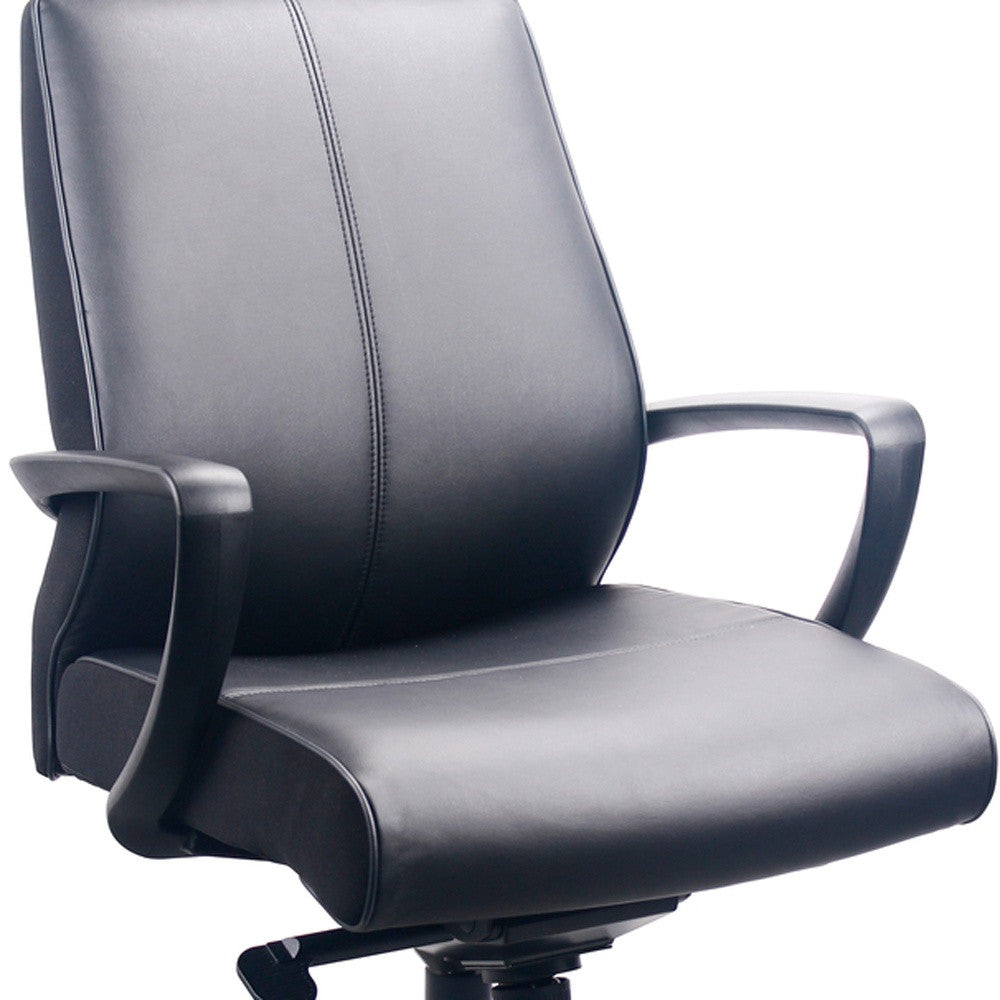 25.25" x 28.5" x 43.25" Black Leather Chair-3