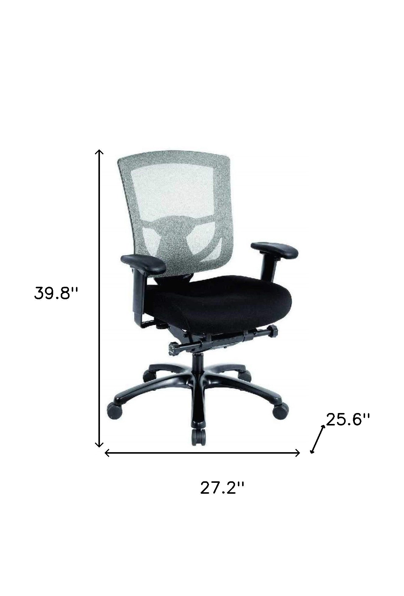 27.2" x 25.6" x 39.8" Black Mesh / Fabric Chair-2