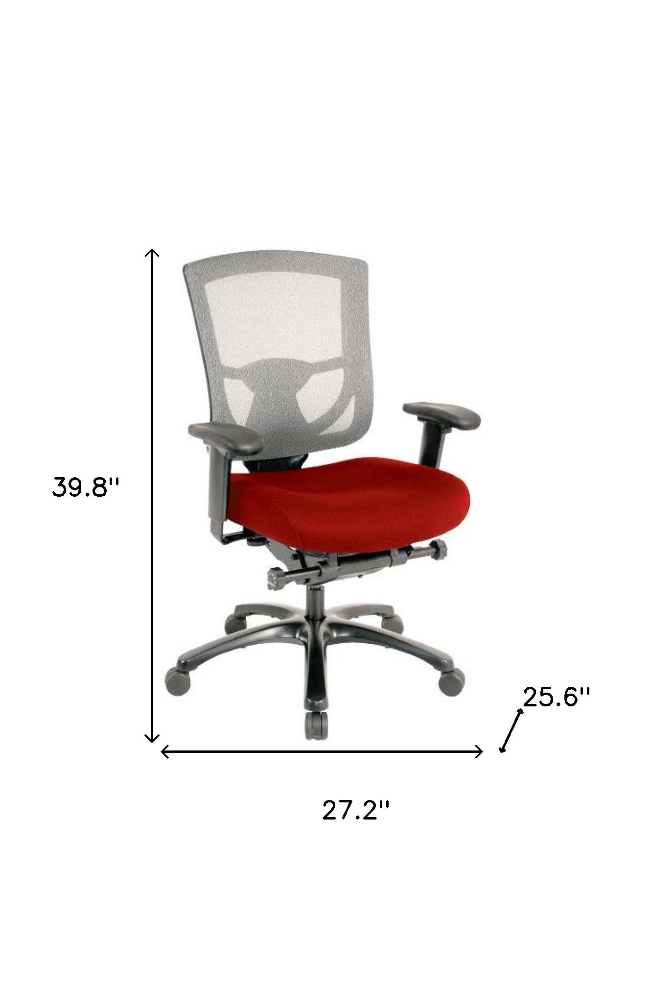 27.2" x 25.6" x 39.8" Red Mesh/Fabric Chair-2