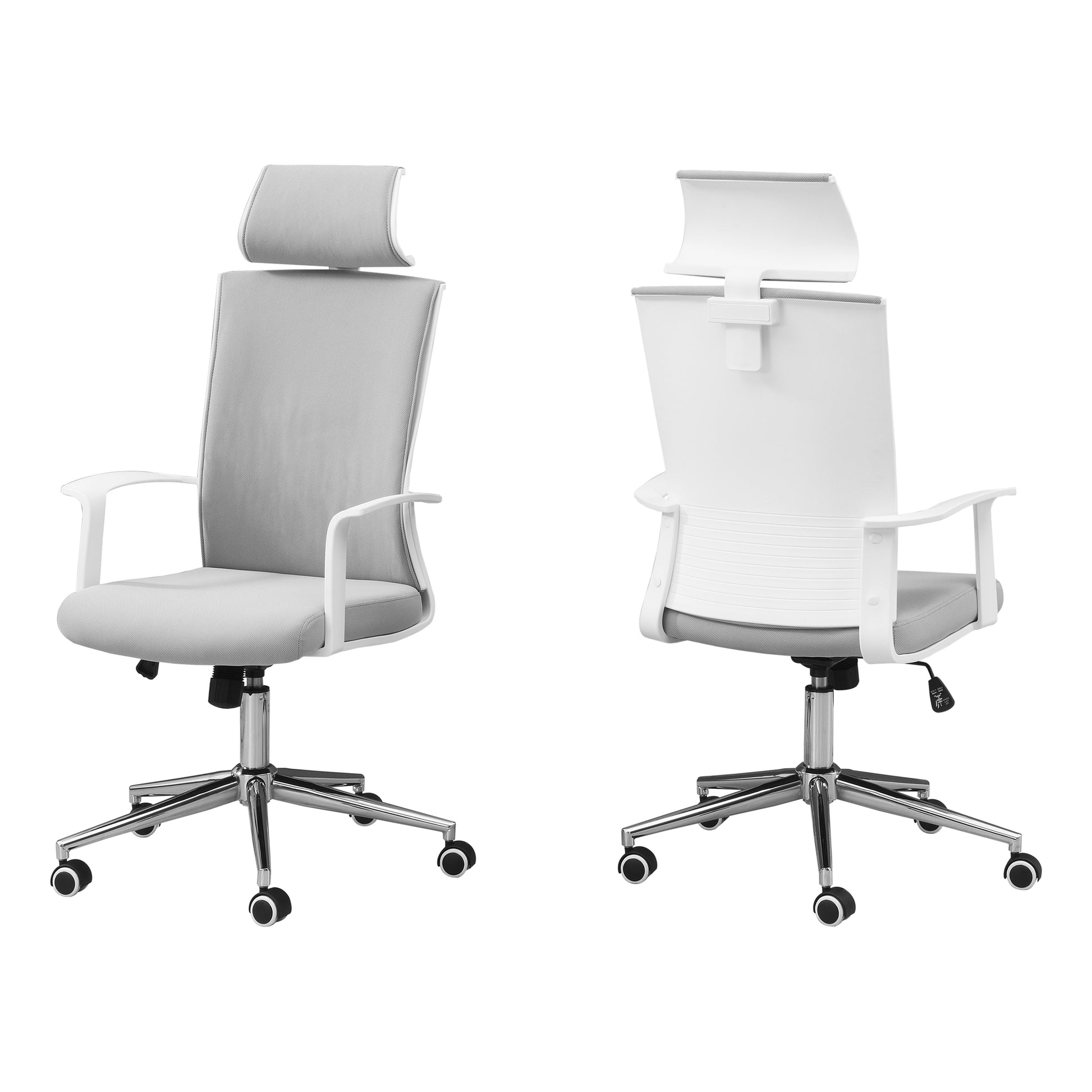 WhitewithGrey Fabric High Back Executive Office Chair-0