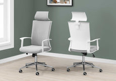 WhitewithGrey Fabric High Back Executive Office Chair-2