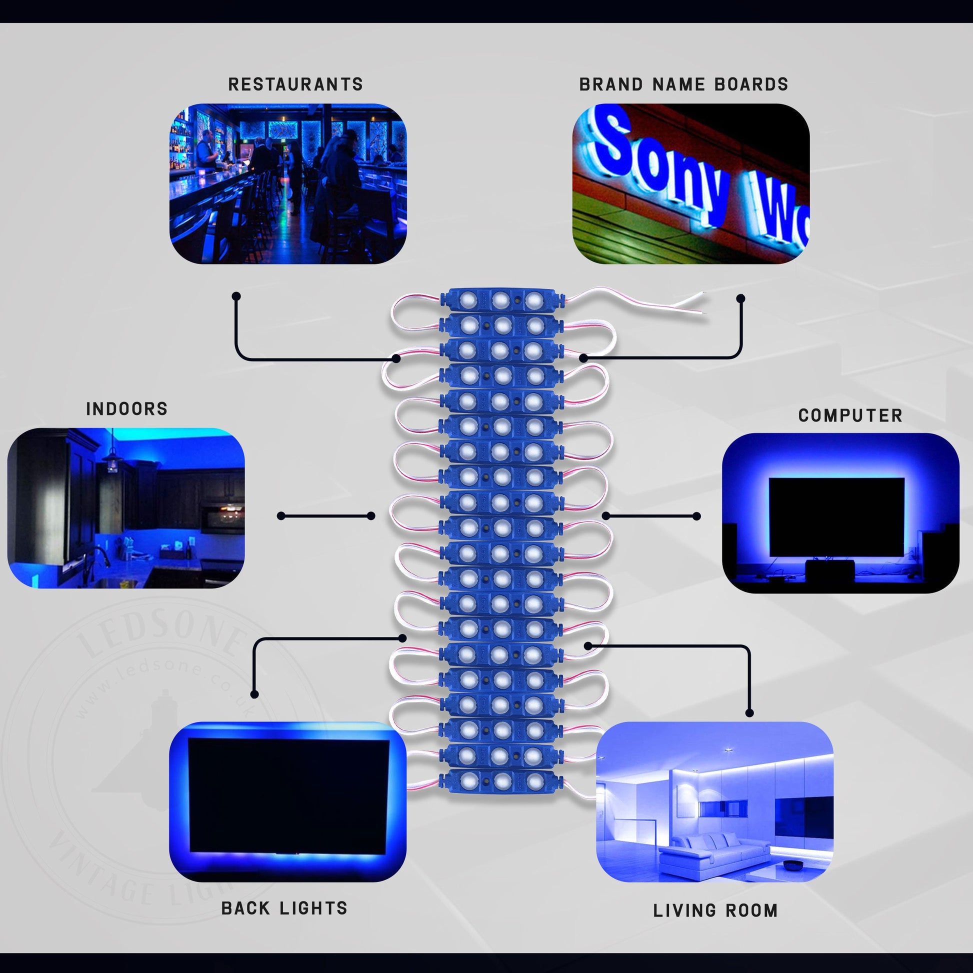 Blue IP67 12V SMD LED Module Injection Waterproof Strip Sign~5240-1