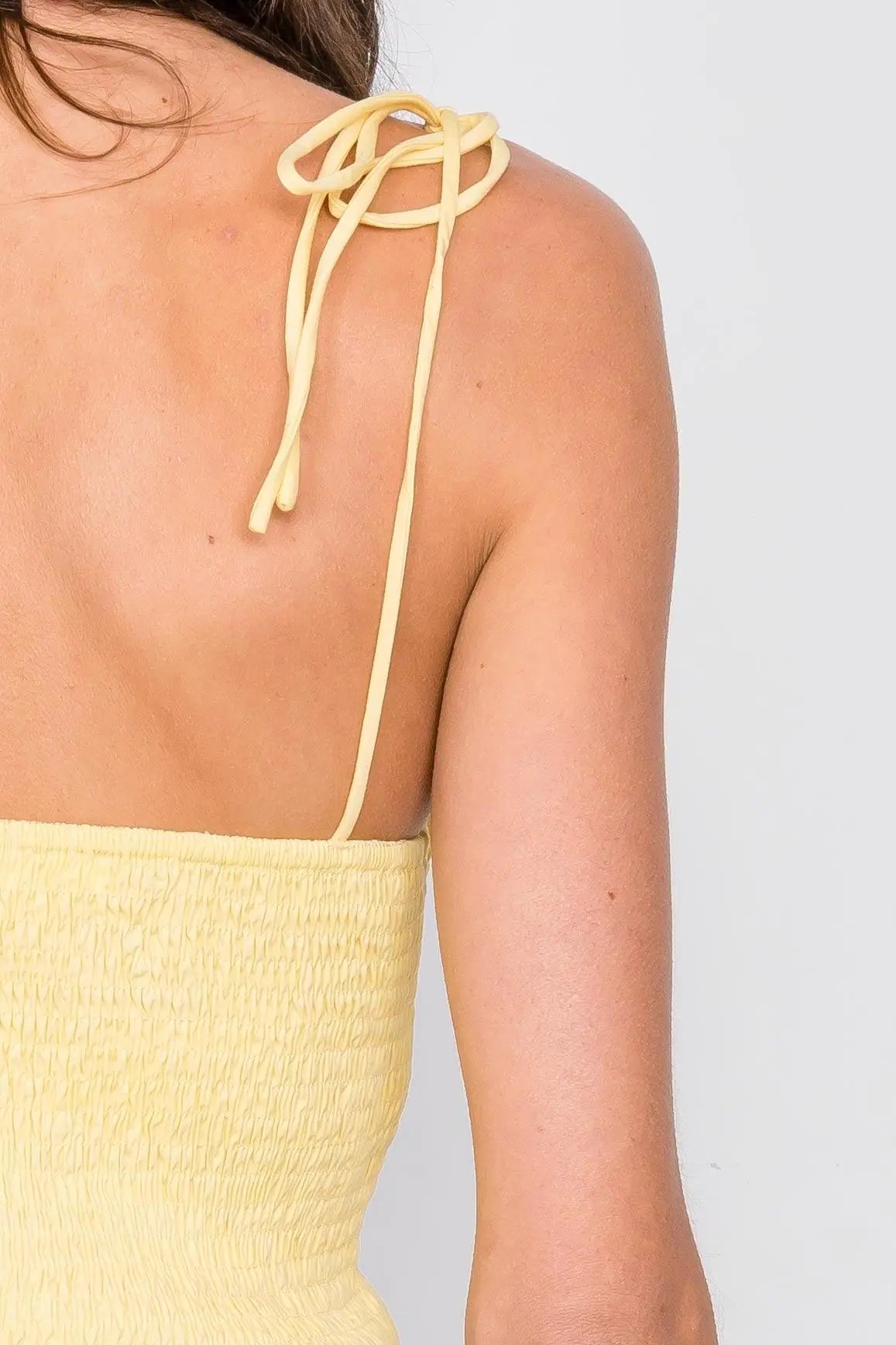 Yellow Ruched Bustier Elasticized Crop Top /3-2-1 - Puritific