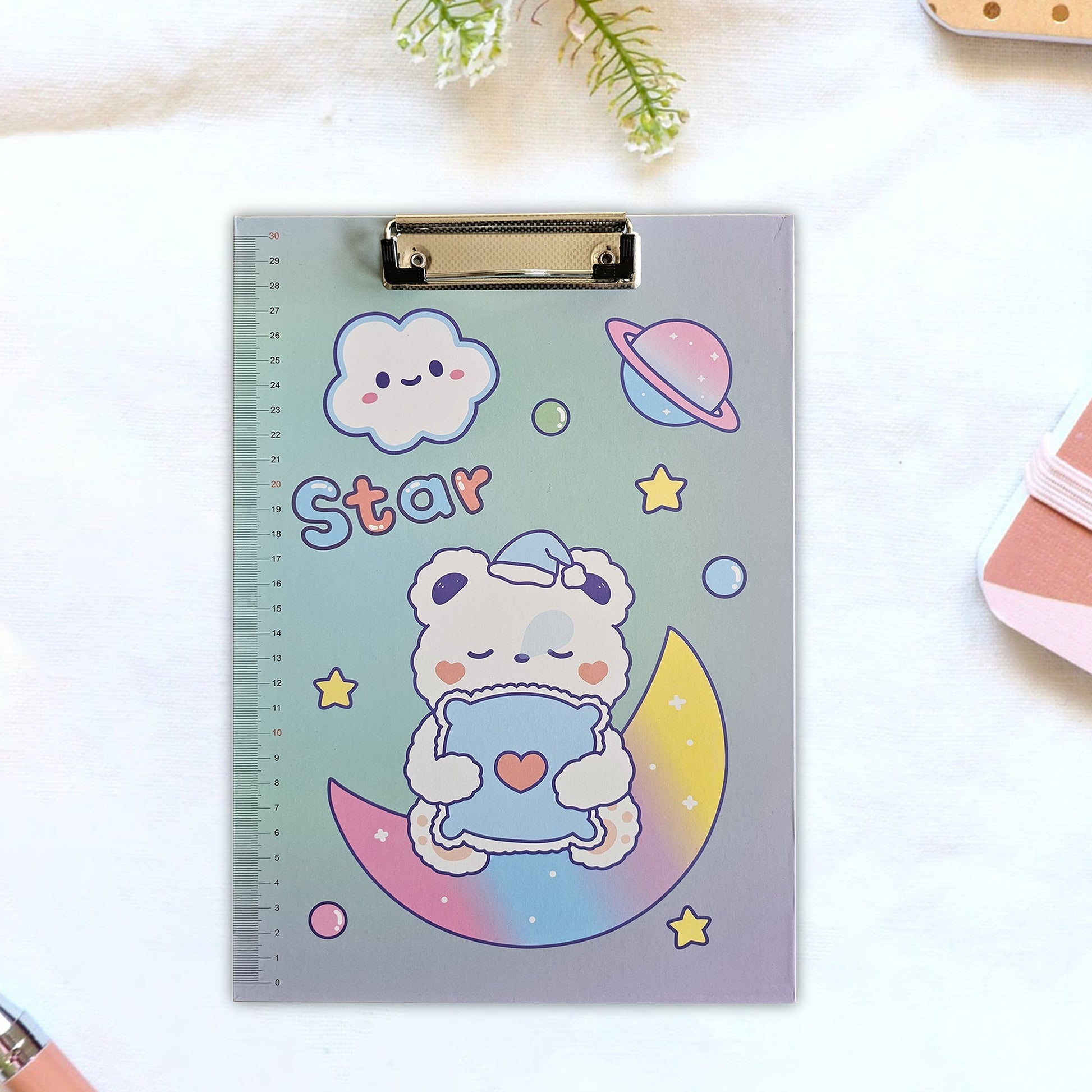 4 Pack A4 Cartoon Design Clipboard with Ruler Scale Clipboard  ~5280-4