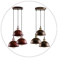 Cluster 3-Light Antique Brass Dome Pendant Light ~1263-0