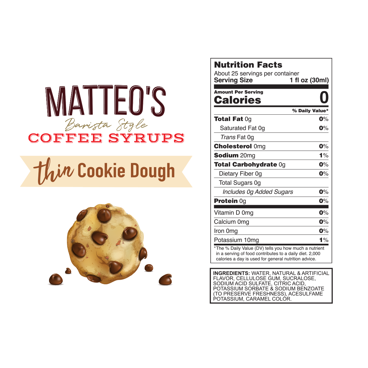 Sugar Free Coffee Syrup, Cookie Dough | 6 x 750ml Bottles-2