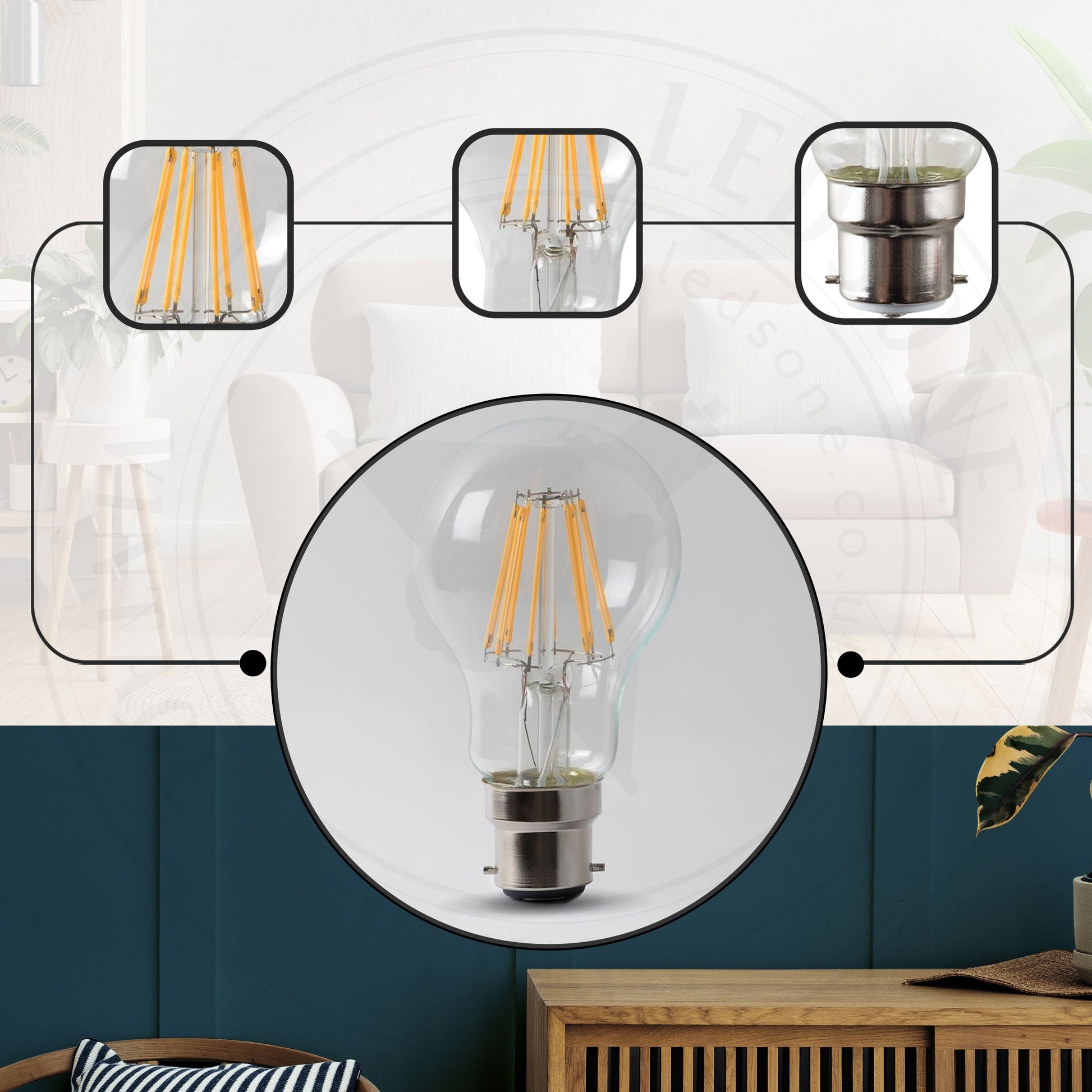 A60 B22 8W Dimmable Light Bulb Vintage Filament Classic LED~4074-3