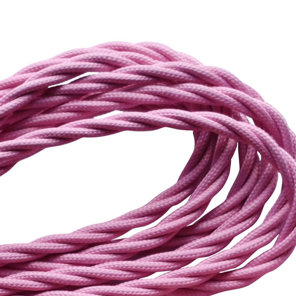 10m 2 Core Twisted Electric Cable Baby Pink Color Fabric 0.75mm~4757-2