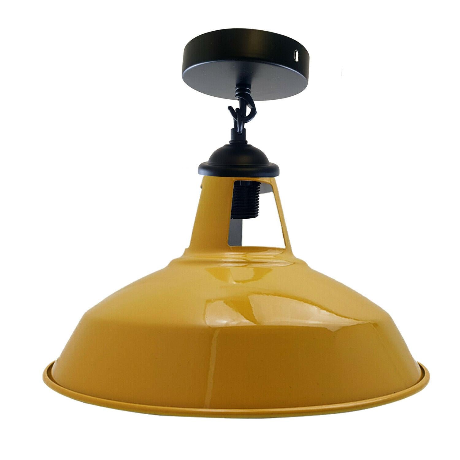 Colour Industrial Metal Ceiling Plate Light Holder & Retro Pendant Lamp Shade~1412-10