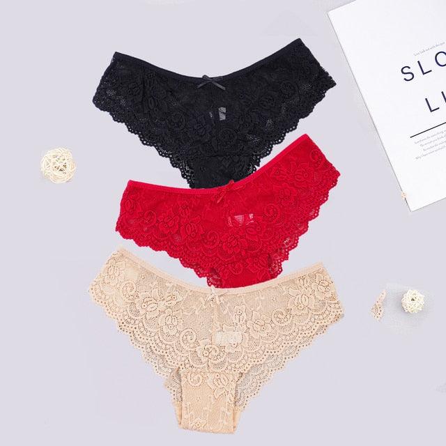 3pcs/lots Women Briefs Sexy Full Lace Panties - Puritific