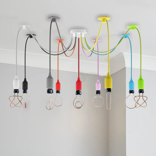 9 Head Spider shape Multiple Colour pendant Light Flex Swag Hook~4670-0