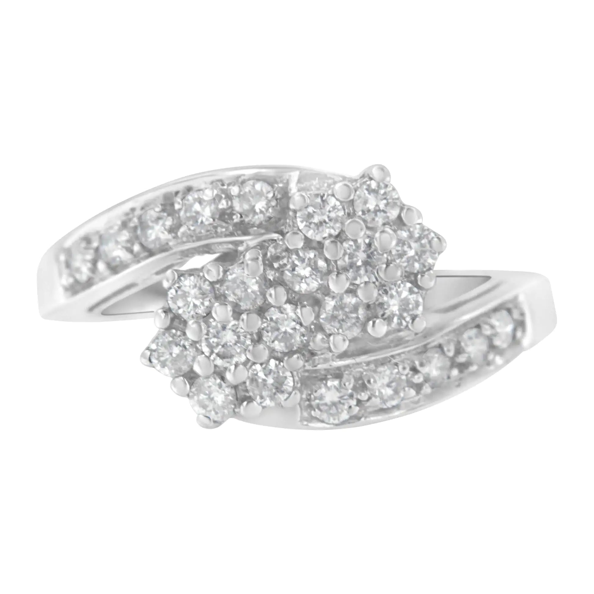 14KT White Gold Diamond Cluster Ring Band (7/8 cttw, H-I Color, I1-I2 Clarity) - Puritific