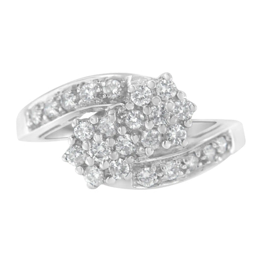 14KT White Gold Diamond Cluster Ring Band (7/8 cttw, H-I Color, I1-I2 Clarity) - Puritific