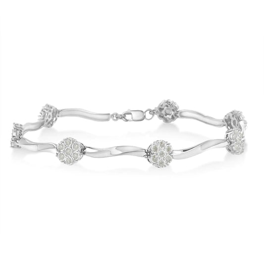 Sterling Silver Diamond Link Bracelet (1 cttw, H-I Color, I1-I2 Clarity) - Puritific