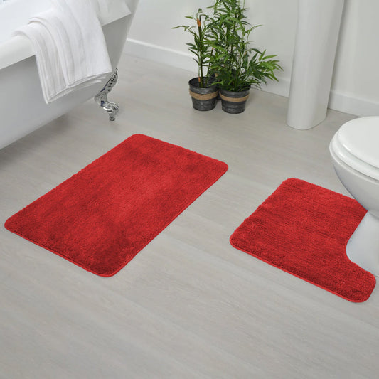 2PCS Water Absorbent Bath & Pedestal Rug Set Soft Non-Slip Mat Sets~5394-0