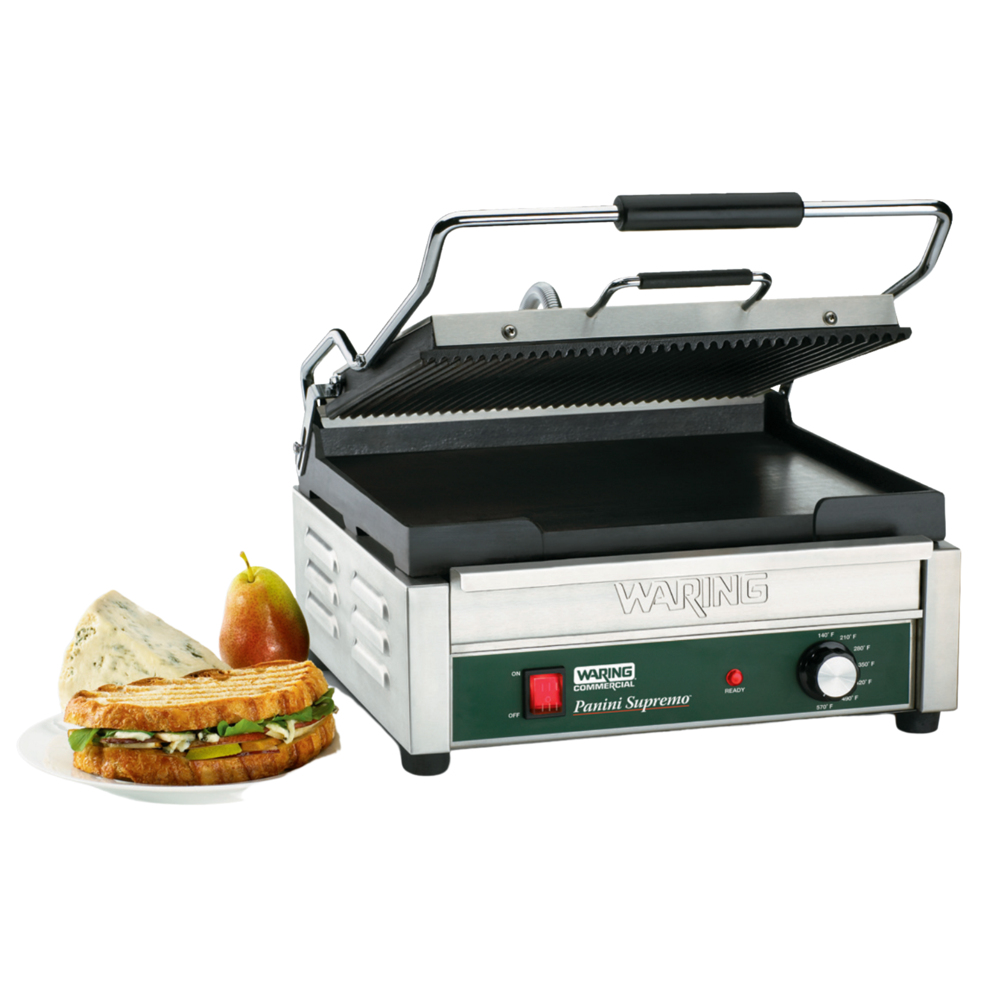 WDG250 Dual Combination Grill - Ribbed Top Plate, Flat Bottom Plate - Large Panini Grill by Waring Commercial-2