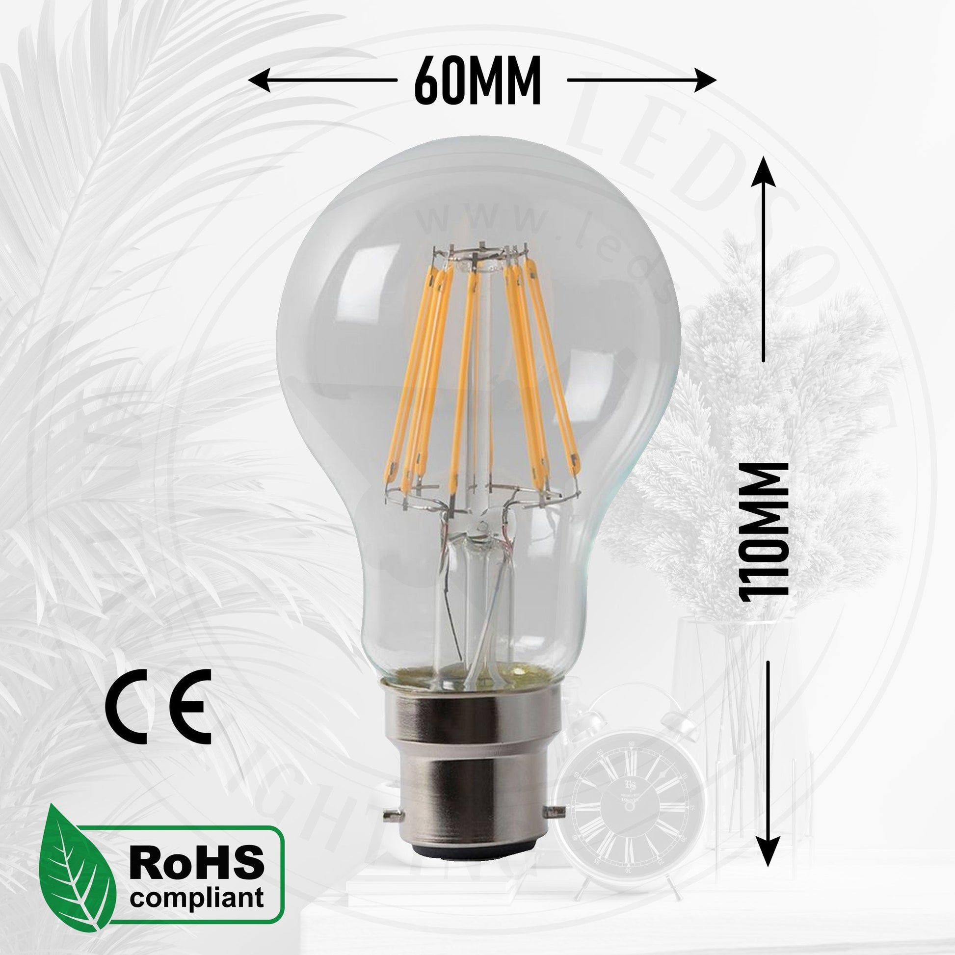 A60 B22 8W Dimmable Light Bulb Vintage Filament Classic LED~4074-1