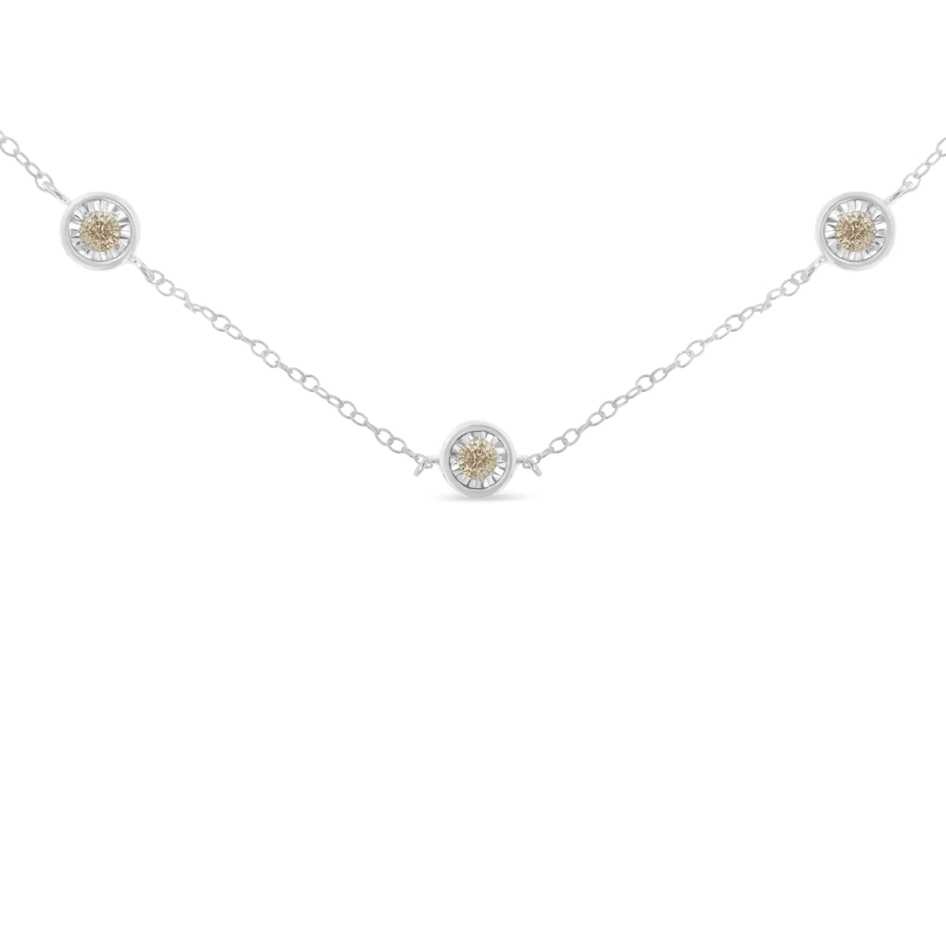 Sterling Silver Diamond Station Necklace (1/2 cttw, I-J Color, I1-I2 Clarity) - Puritific