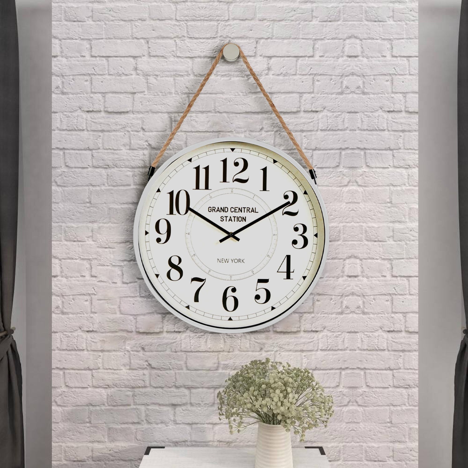 Vintage Antique Hanging Rope Wall Clock ~ 5152-4