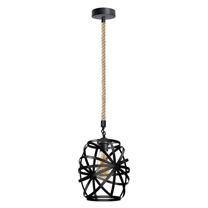 black metal wire cage hemp Rope hanging single head pendant Light~5026-6