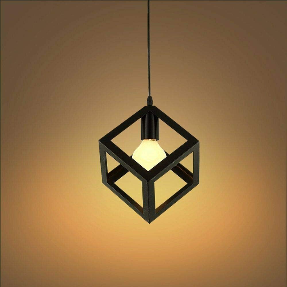 3 Head Black Square Wire Cage Bar Triple Hanging Pendant Light ~5297-2