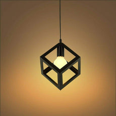 3 Head Black Square Wire Cage Bar Triple Hanging Pendant Light ~5297-2