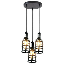 3-Heads Ceiling Pendant Cluster Light Fitting Lights E27 Socket Hanging Chandelier Light Industrial Ceiling Lamp~1290-4