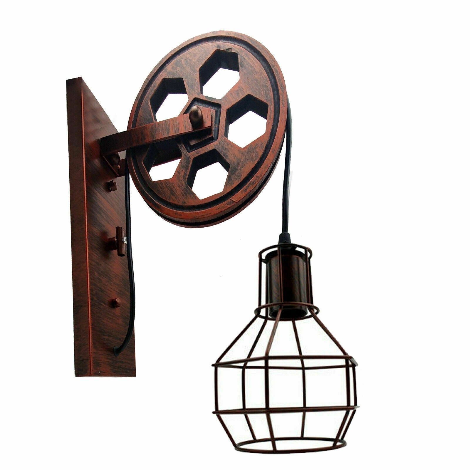 Wall Lamp Retro Wheel Light Rustic Vintage Pipe Industrial Steampunk Lighting~2231-6