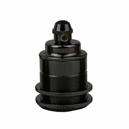 Threaded Holder Bright Black E27 Base Screw Thread Bulb Socket Lamp Holder~2743-0