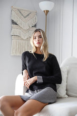 Black Knit Combo Long Sleeve Sweater Dress /2-2-2 - Puritific