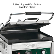 WDG250 Dual Combination Grill - Ribbed Top Plate, Flat Bottom Plate - Large Panini Grill by Waring Commercial-3