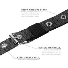 2 Nylon Skinny Waistband Adjustable Pin Buckle Belts for Men's~5338-4