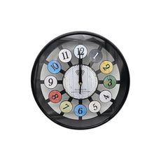 Black Glass Wall Clock - Easy to Read Colourful Numbers ~5201-3