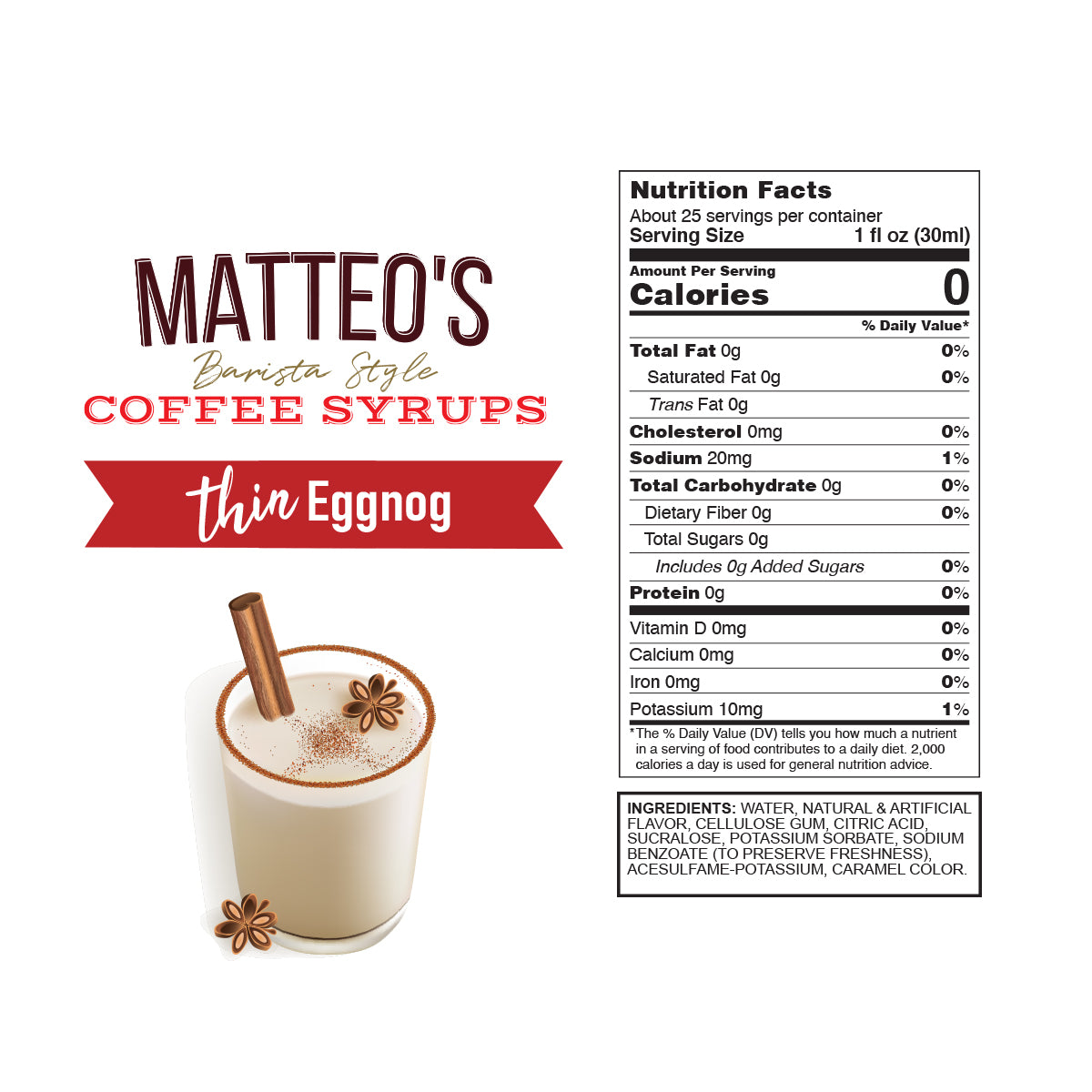 Sugar Free Coffee Syrup, Eggnog | 6 x 750ml Bottles-4