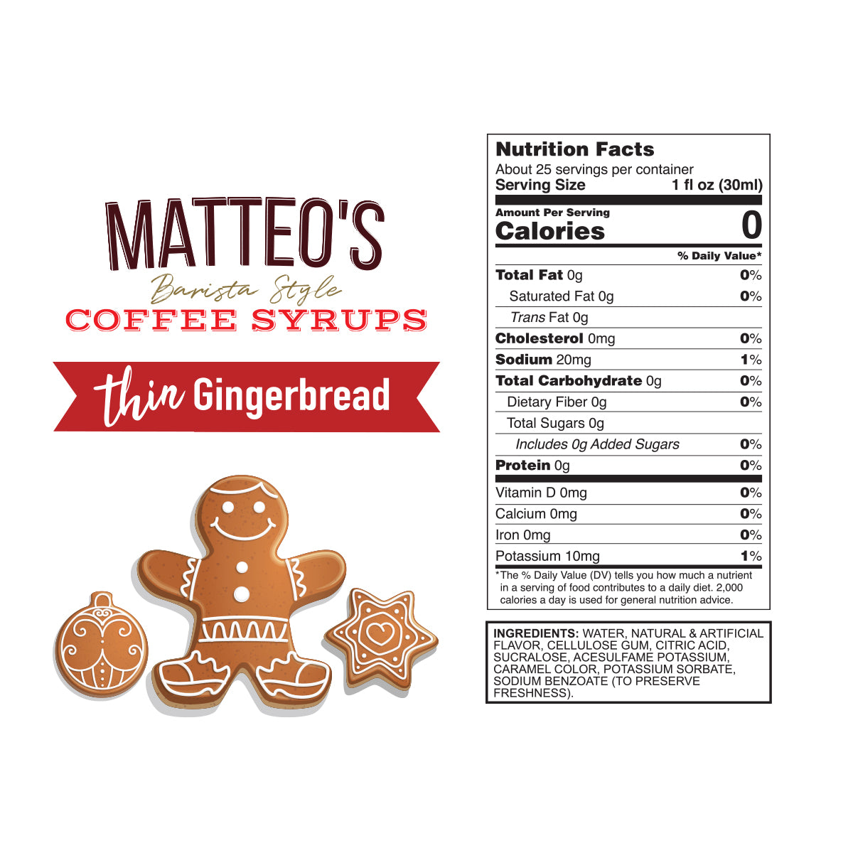 Sugar Free Coffee Syrup, Gingerbread | 6 x 750ml Bottles-4