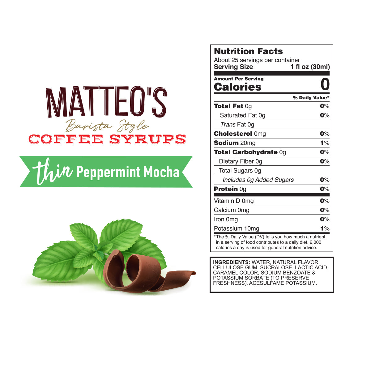 Sugar Free Coffee Syrup, Peppermint Mocha | 6 x 750ml Bottles-4