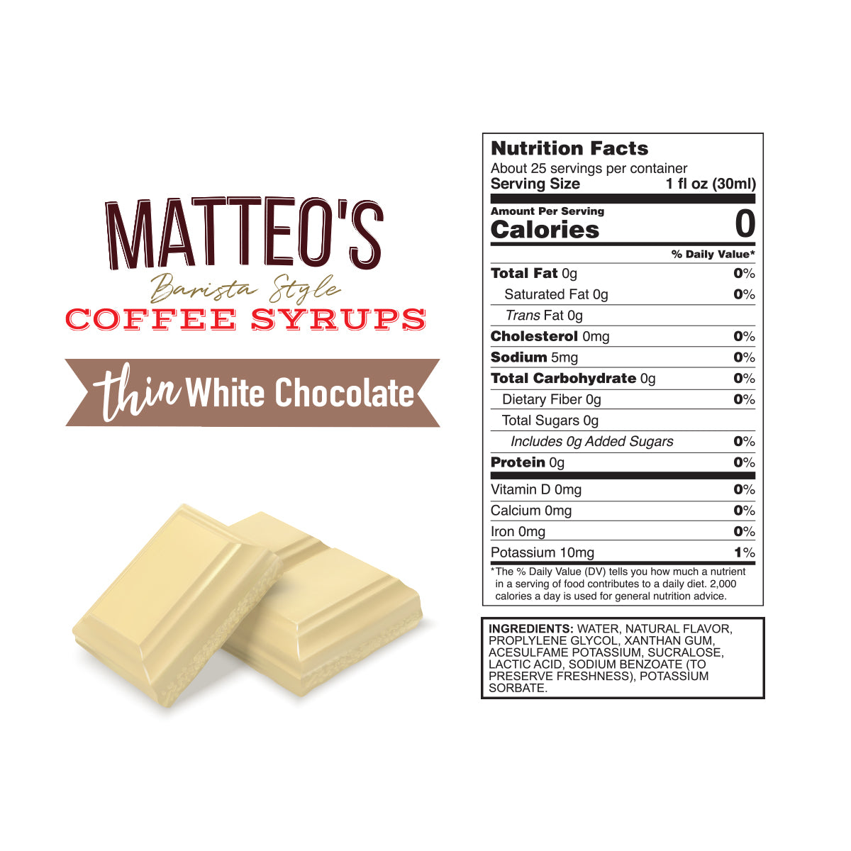 Sugar Free Coffee Syrup, White Chocolate | 6 x 750ml Bottles-4