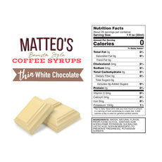 Sugar Free Coffee Syrup, White Chocolate | 6 x 750ml Bottles-4