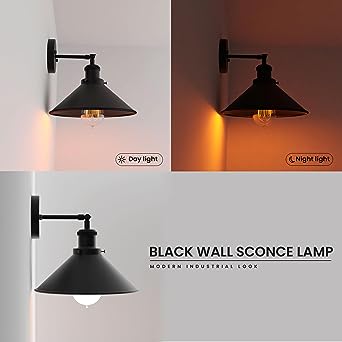 Wall Sconce Black Cone Shape Shade~1502-4