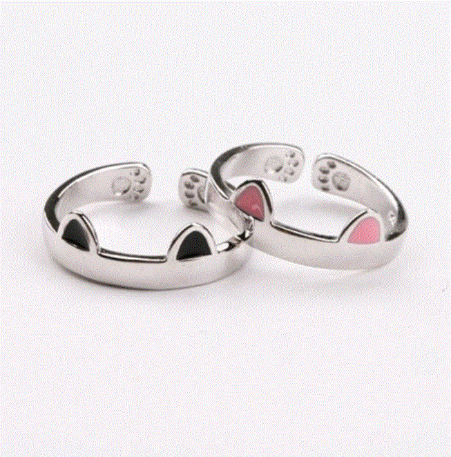 Black and White Cat Couple Rings - Puritific