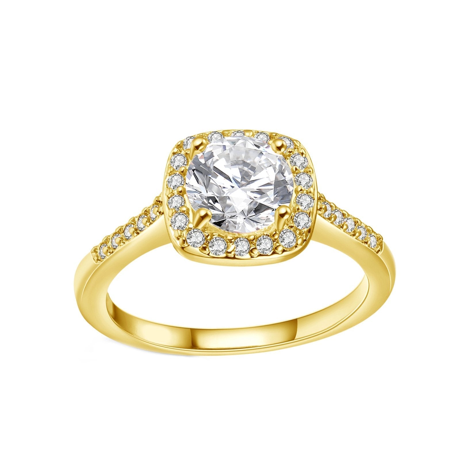 18K White Gold Plated Crystal Halo Ring - 3 Colors Available - Puritific