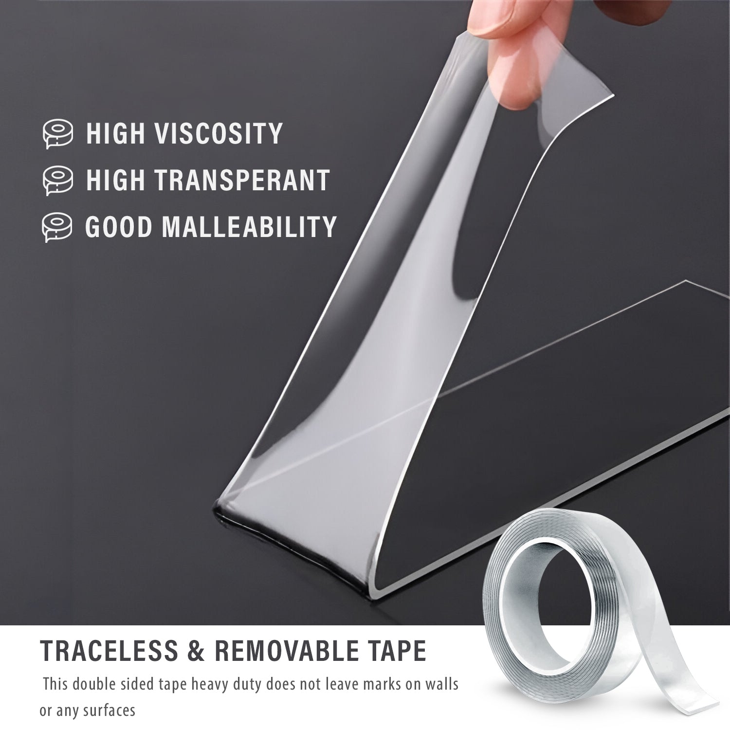 2 Pack Nano Double Sided Waterproof Transparent Removable Tape~5211-2