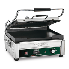 WDG250 Dual Combination Grill - Ribbed Top Plate, Flat Bottom Plate - Large Panini Grill by Waring Commercial-1