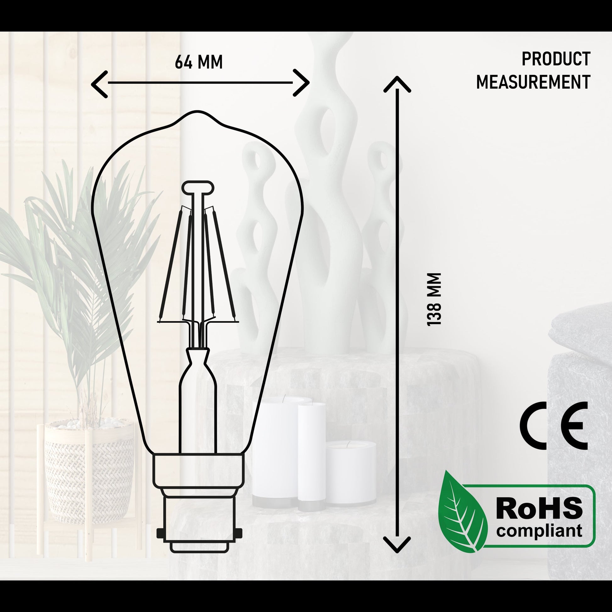 Vintage E27 4W Dimmable LED Classic Filament Bulb~3210-2